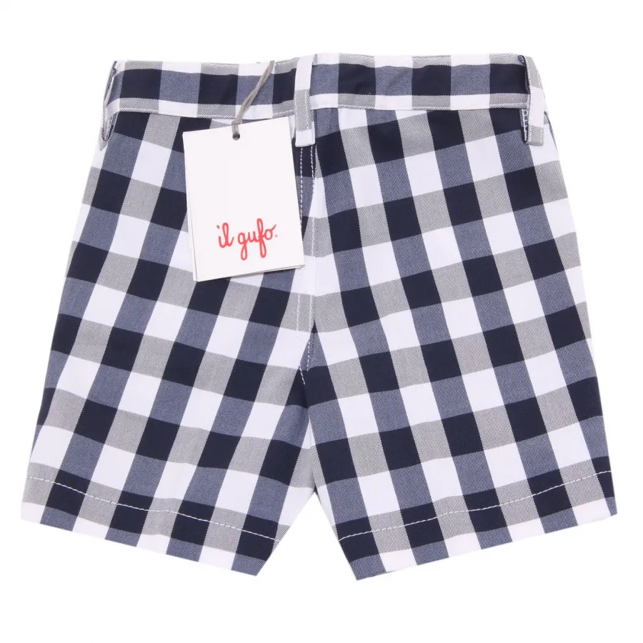 3166W bermuda bimbo IL GUFO white chacked blue short boy