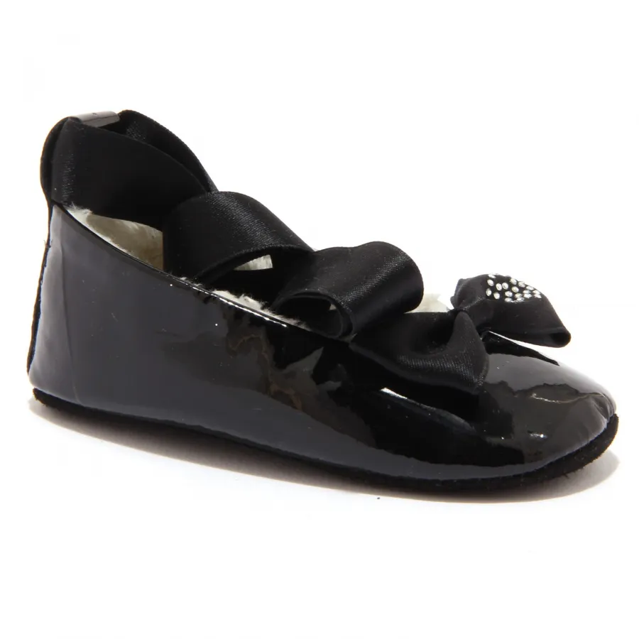 3179U ballerina culla bimba GIRL BLUMARINE BABY INSIDE ECO FUR black shoe