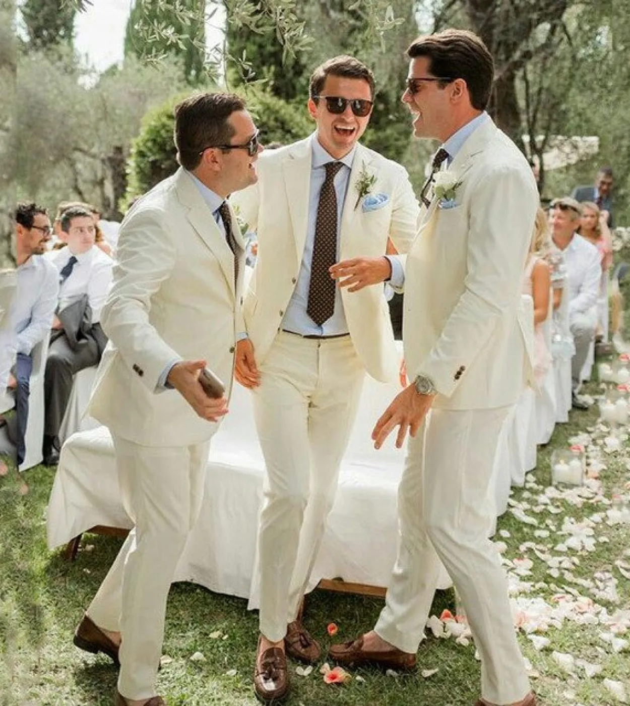 Abiti da uomo casual in lino avorio Costume Homme Smoking da sposo Groomsmen Vestito da sposo 2 pezzi Terno Masculino Blazer Jac