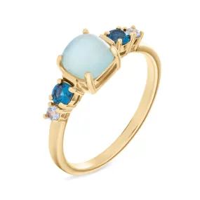 Anello Fantasia Golden Dream Placcato Oro Giallo Cristallo Azzurro Cristallo Blu 1685684