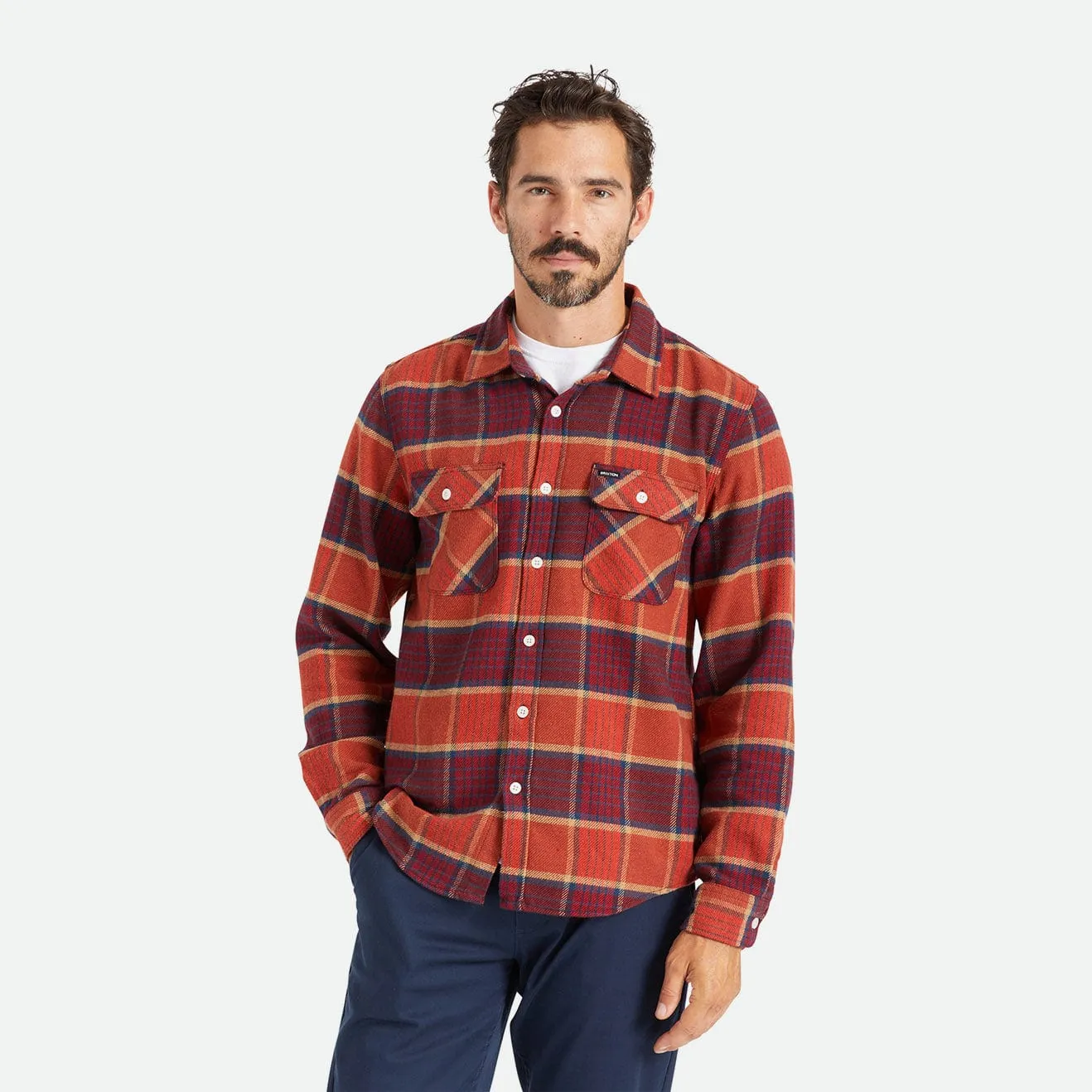 BOWERY L/S FLANNEL - MAHOGANY/BURNT HENNA/MARS RED