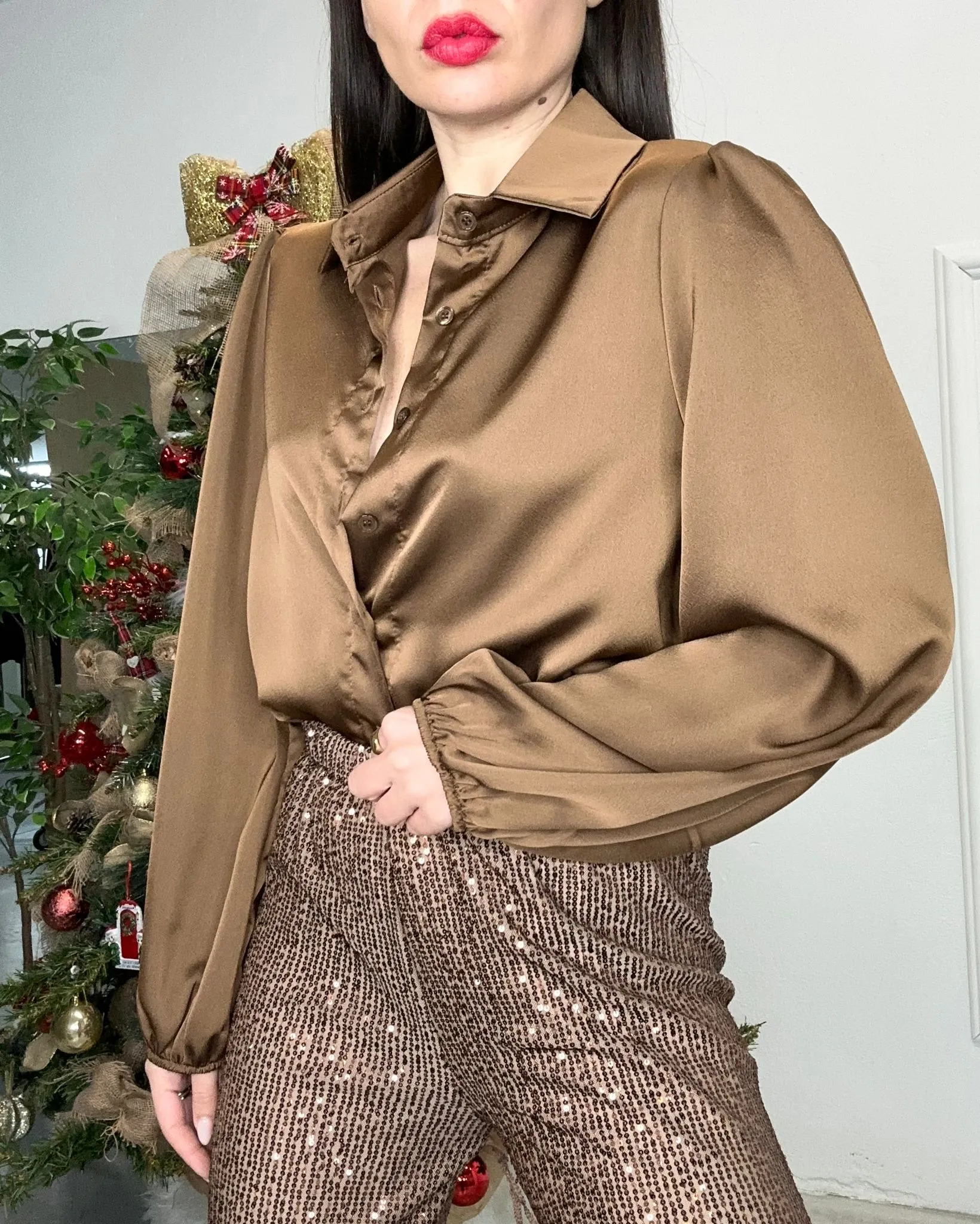 CAMICIA SATIN 530 tabacco