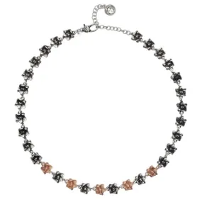 Collana con fiori di ciliegio in argento brunito e placcati oro rosa    