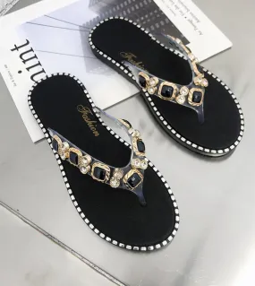 Comemore 2022 Fashion Slippers Women Summer Comfortable Sandals Ladies Flip Flops Rhinestone Fashion Slipper Flat Heeled