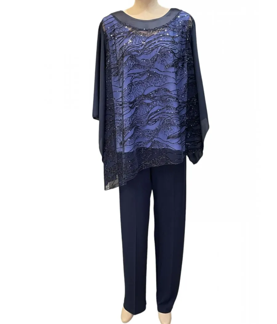 COMPLETO PANTALONE CON CASACCA RICAMATA IN PAILLETTES