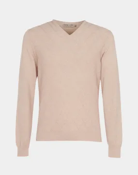 Cotton and Cashmere V-neck pullover with diamond design