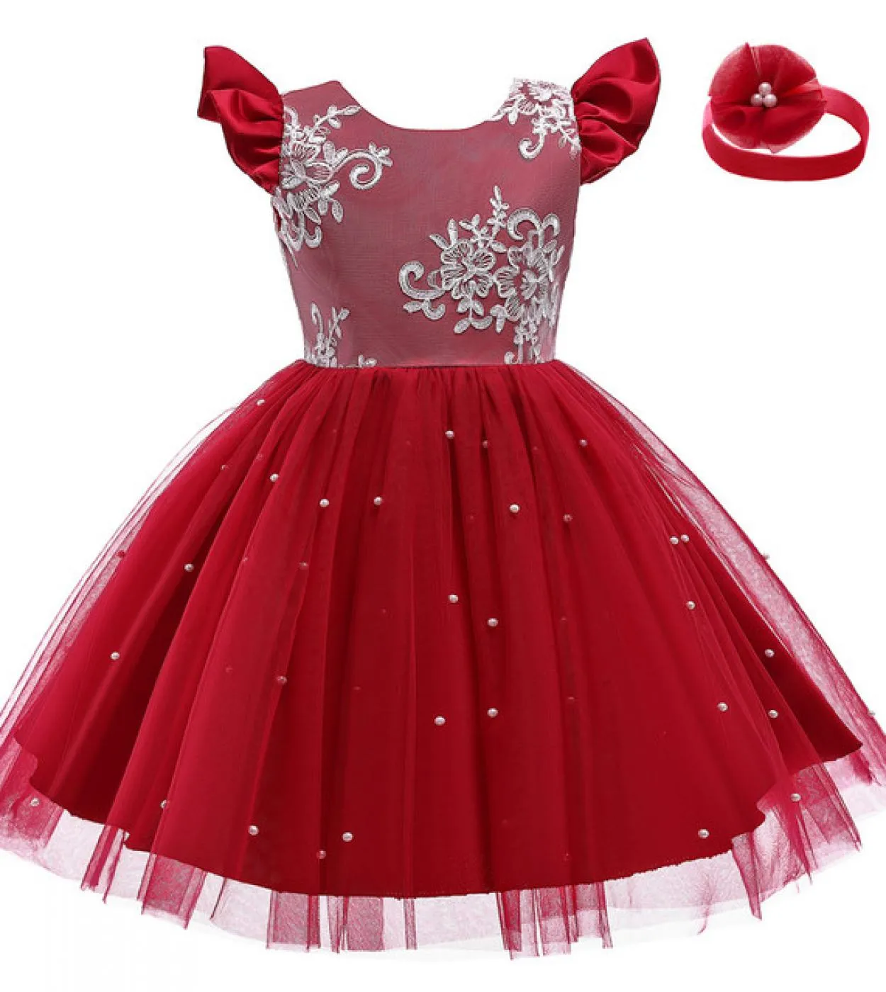 Cute Baby Girl 1 anno Birthday Party Dress Infant Embroidery Floral Full Sleeve Lace Costume Newborn Girl Paillettes Bowknot
