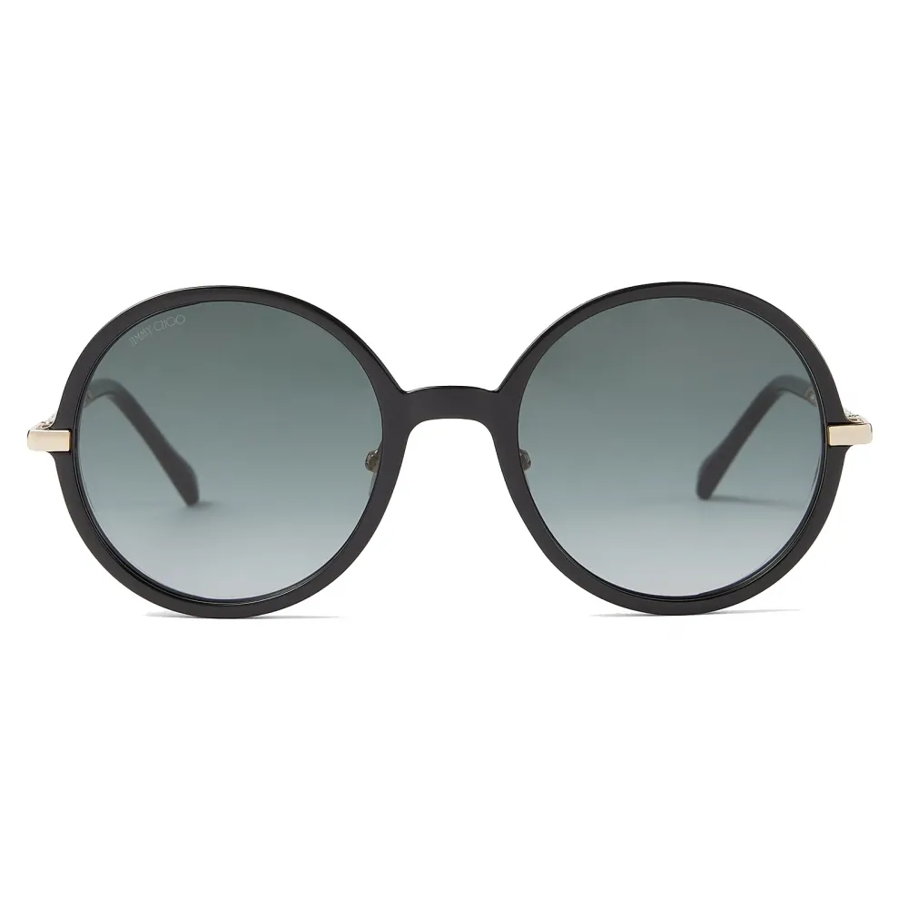 Jimmy Choo - Ema - Occhiali da Sole Rotondi Neri con Glitter - Jimmy Choo Eyewear
