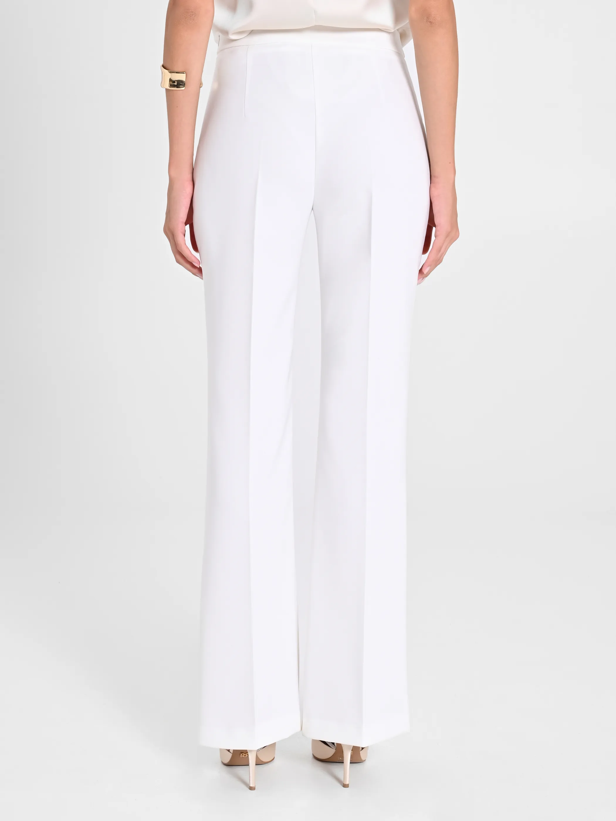      Pantaloni Mid Flared in Tessuto Tecnico Bianco     