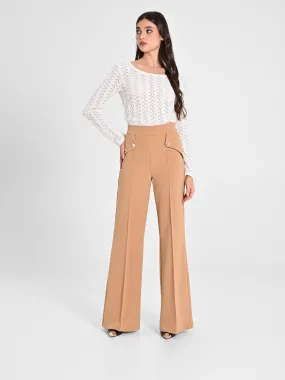      Pantaloni Palazzo con Bottoni Dorati     