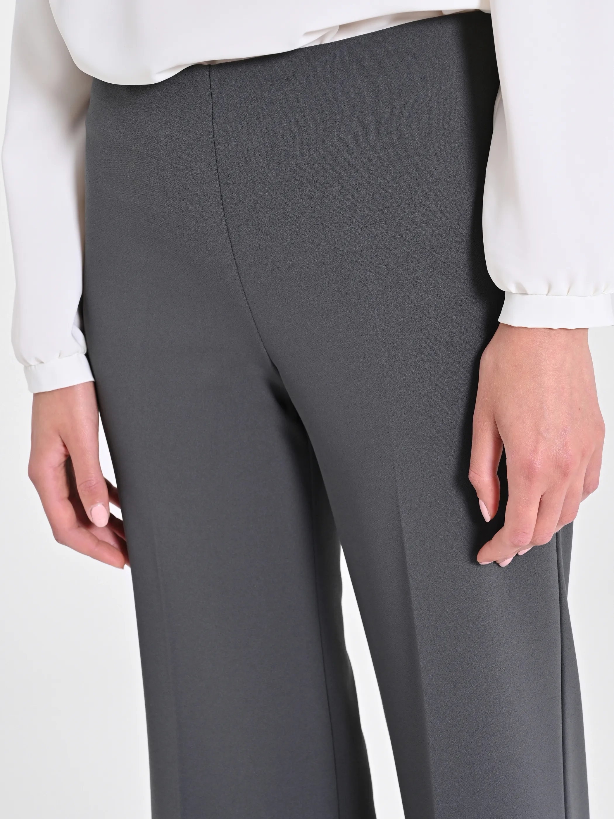     Pantaloni Palazzo in Scuba mano Crepe Grigio     