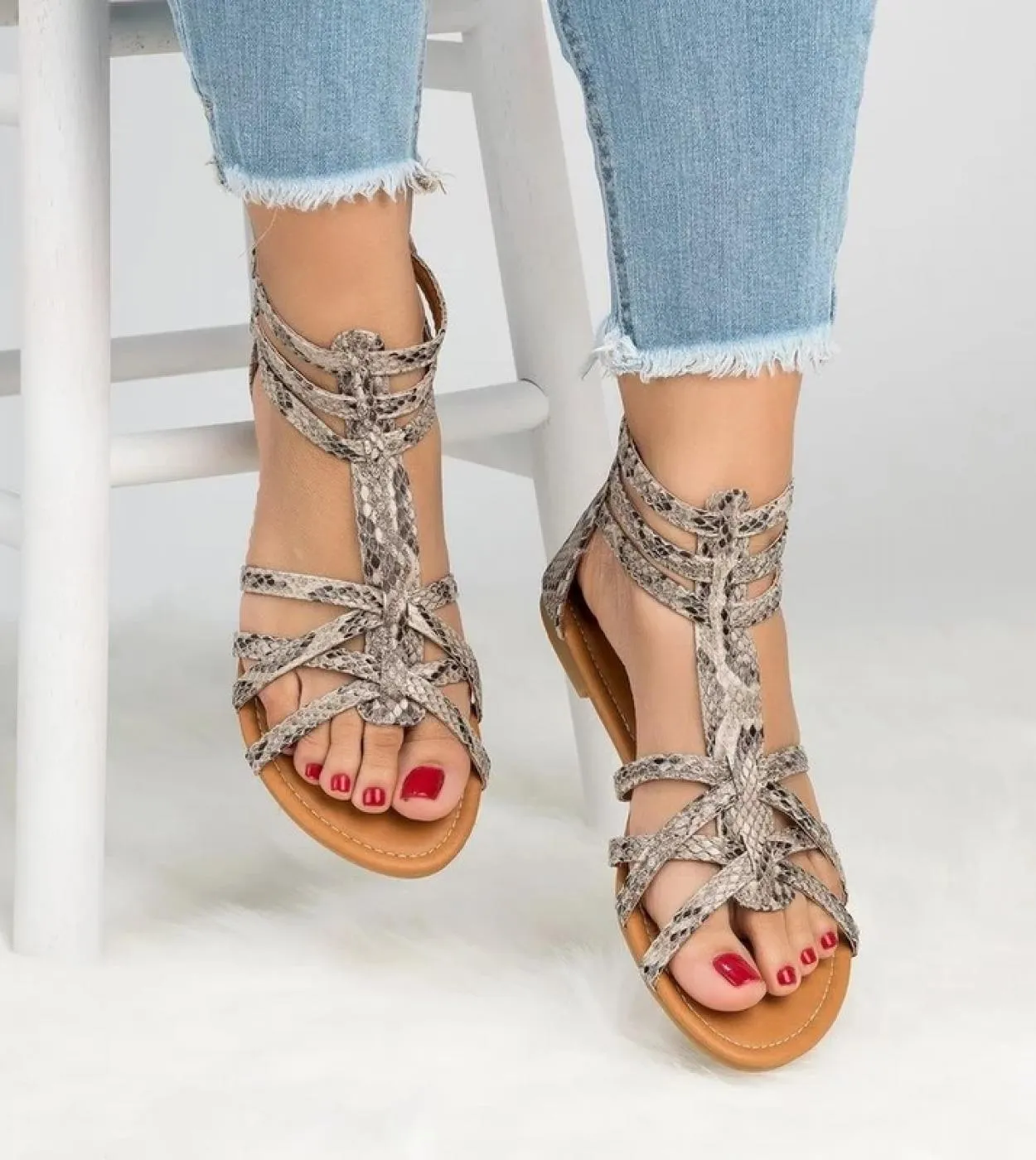 Plus Size Gladiator Sandals Women  Ankle Strap Sandals Shoes  Gladiator Flat Sandal  Womens Sandals