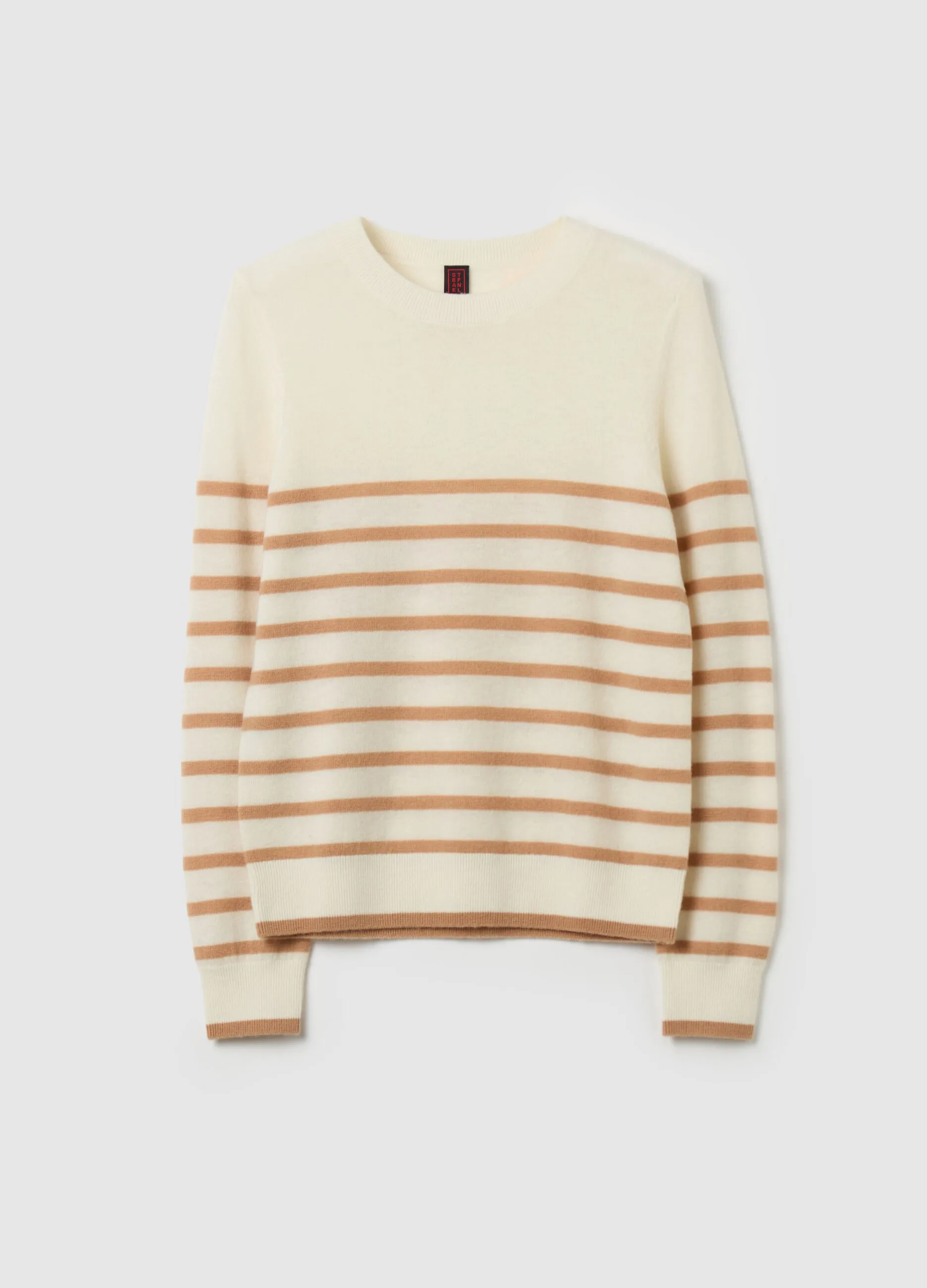 Pullover a righe in lana cardata