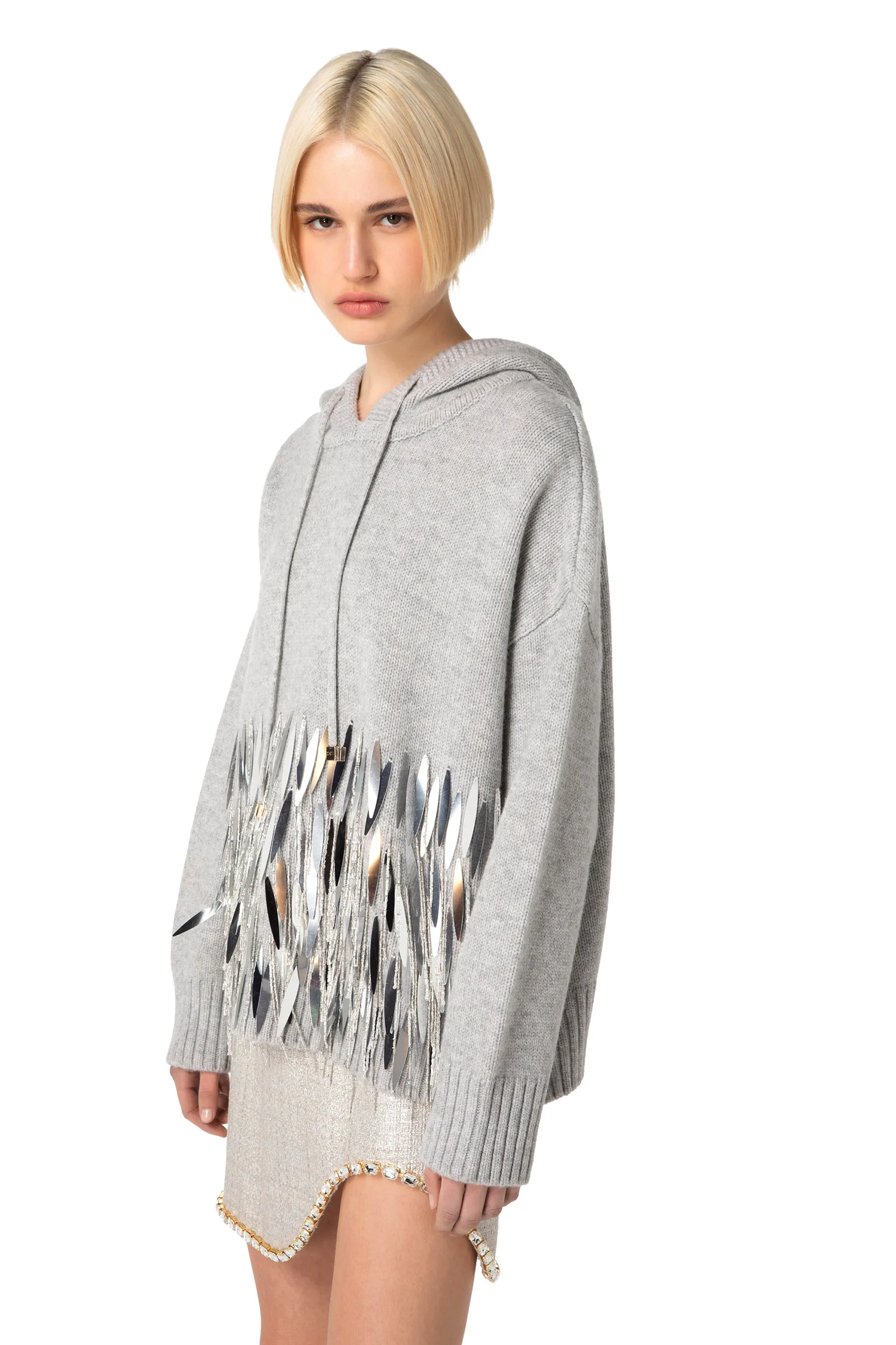Pullover over in lana con paillettes