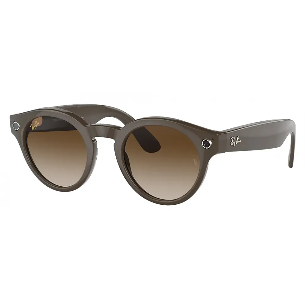 Ray-Ban - RW4003 656013 48-23 - Ray-Ban Stories Round - Marrone - Lente Marrone Sfumata - Occhiali da Sole - Ray-Ban Eyewear