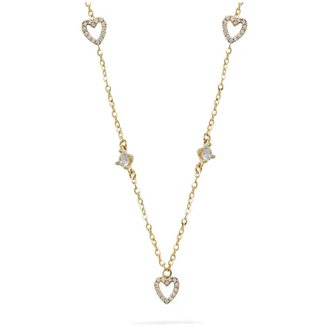 SARNIORO Collana da donna in oro giallo 9Kt cuori e zirconi